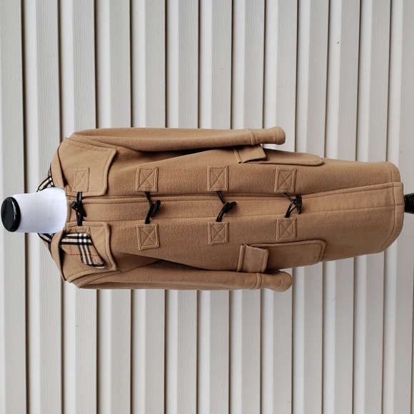 Burberry Jackets & Blazers - BURBERRY'S CAMEL NOVA CHECK LINED DUFFLE WOOL TOGGLE HOODED COAT